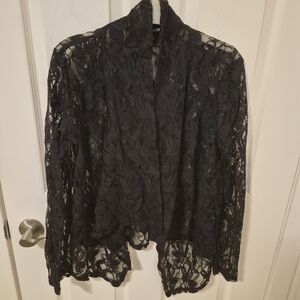 Black Lace Open Sheer Cardigan